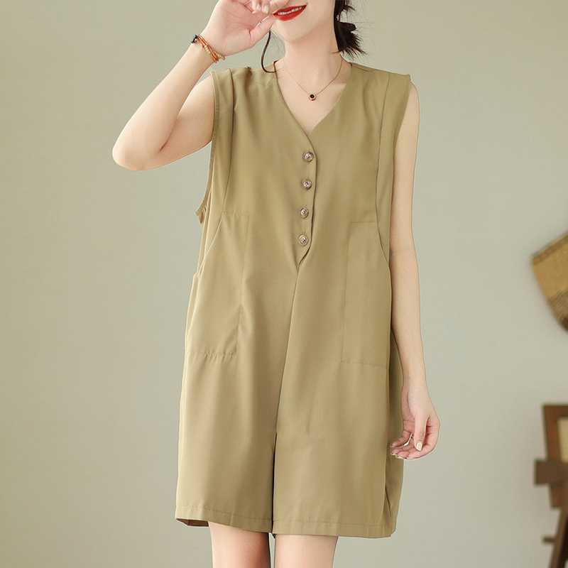 オールインワンコーデ ノースリーブ楽ちんサロペット