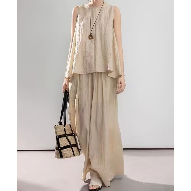オールインワンコーデ リネン素材のゆったり二点セット