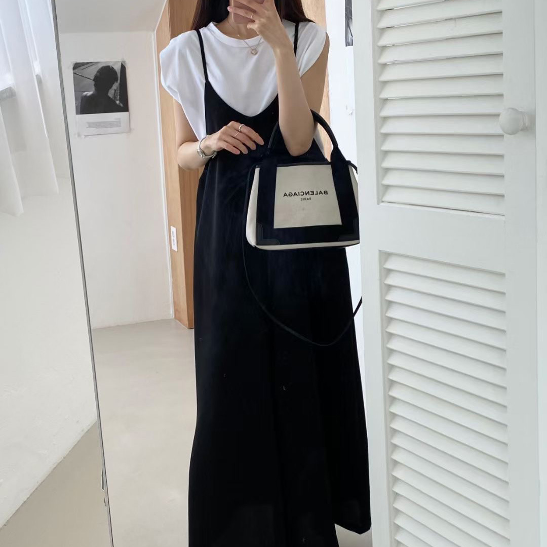 オールインワンコーデ 重ね着風キャミサロペット