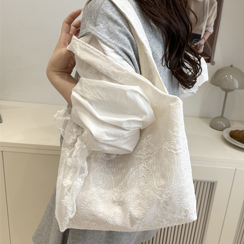 花柄ファッション 透け感レース巾着ショルダーバッグ