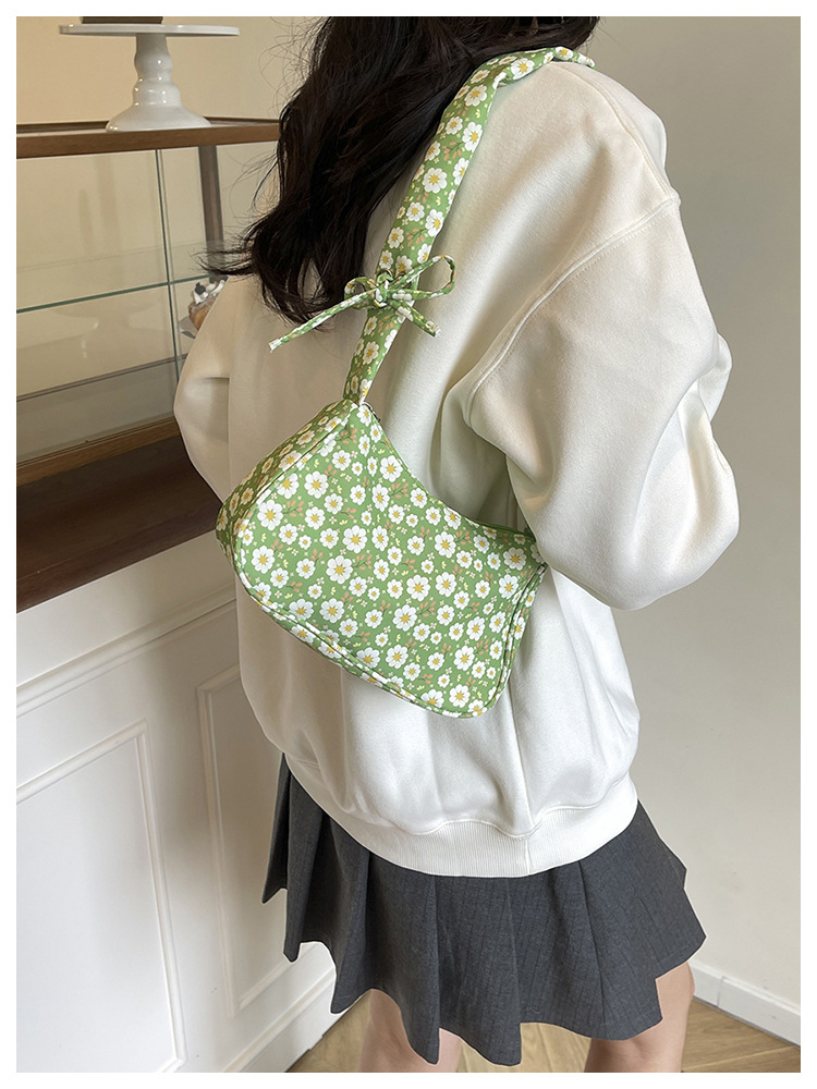花柄ファッション 小花柄リボンハンドル布製ミニバッグ