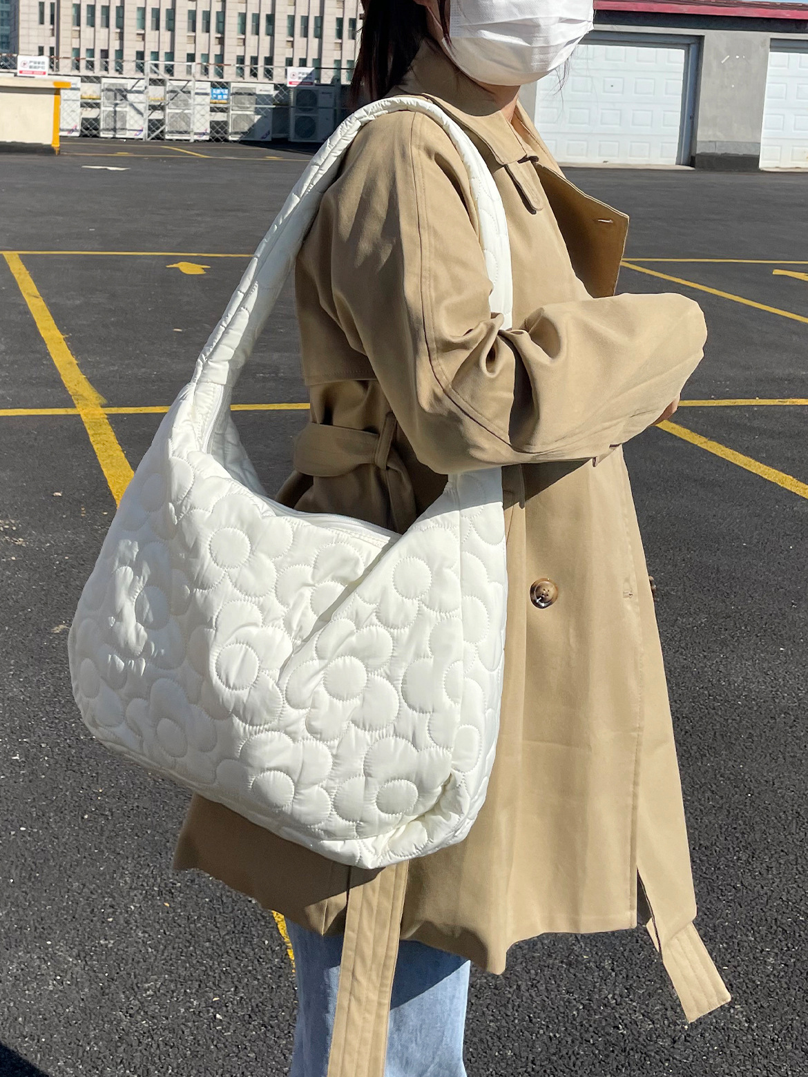 花柄ファッション キルティング花柄刺繍ショルダーバッグ