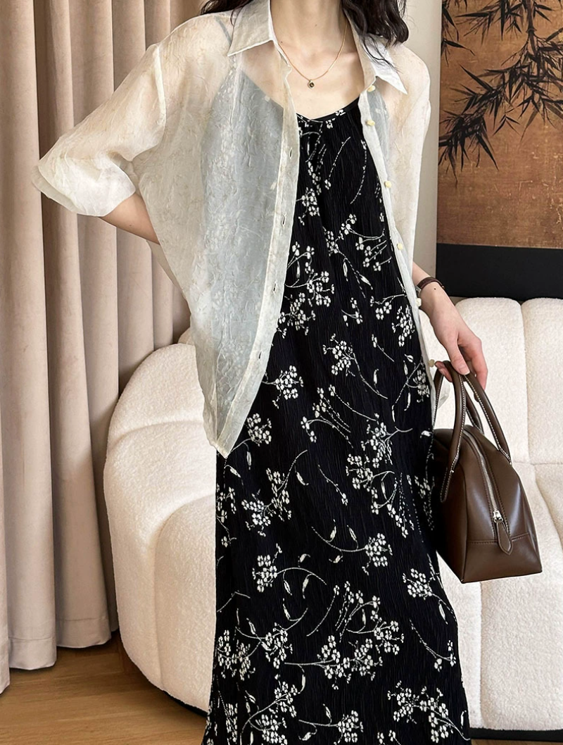 フラワープリーツキャミワンピ