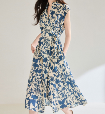 花柄ファッション 優美な花園 包み込むラップワンピース