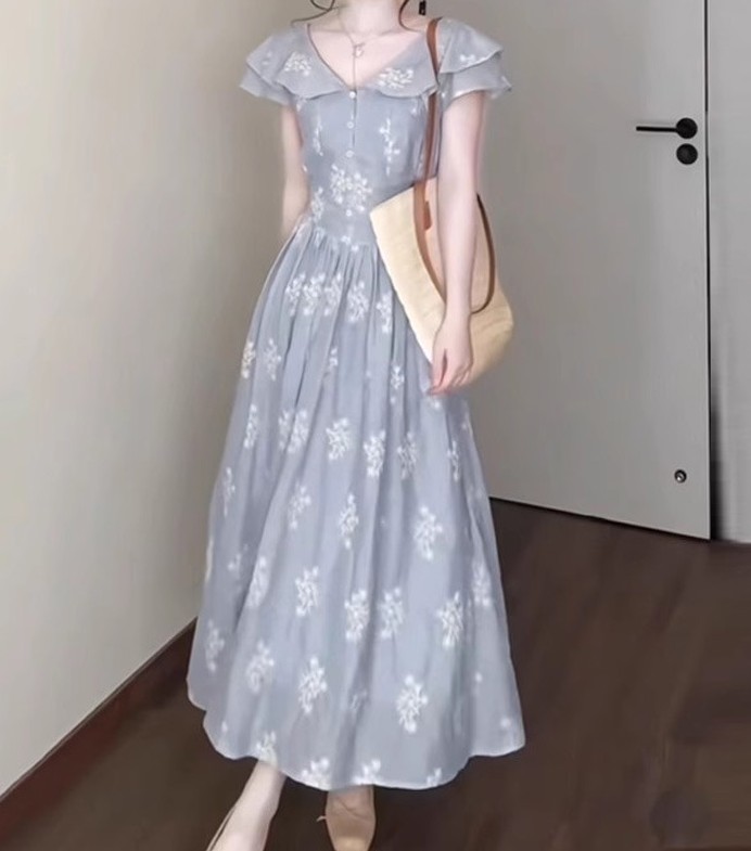 花柄ファッション 優美な花柄マキシワンピース