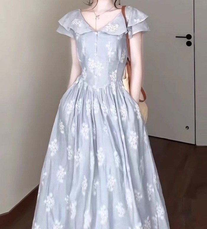 非表示(テイスト違い)花柄ファッション 優美な花柄マキシワンピース