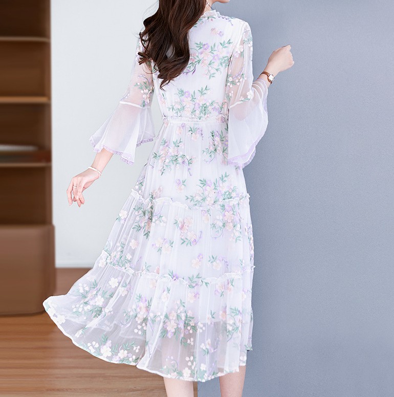 非表示(値段)　花柄ファッション 春風のような優美花柄シフォンワンピース