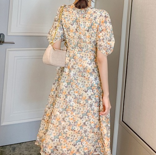 花柄ファッション 優美な花柄シフォンラップワンピース