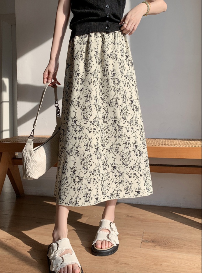 花柄ファッション 花模様ロング丈フレアースカート