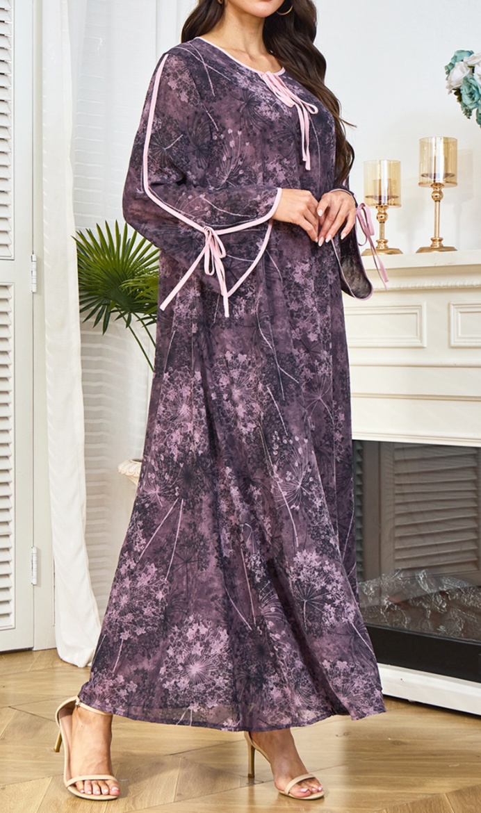 非表示(テイスト違い)花柄ファッション 優美な花模様ロングワンピース