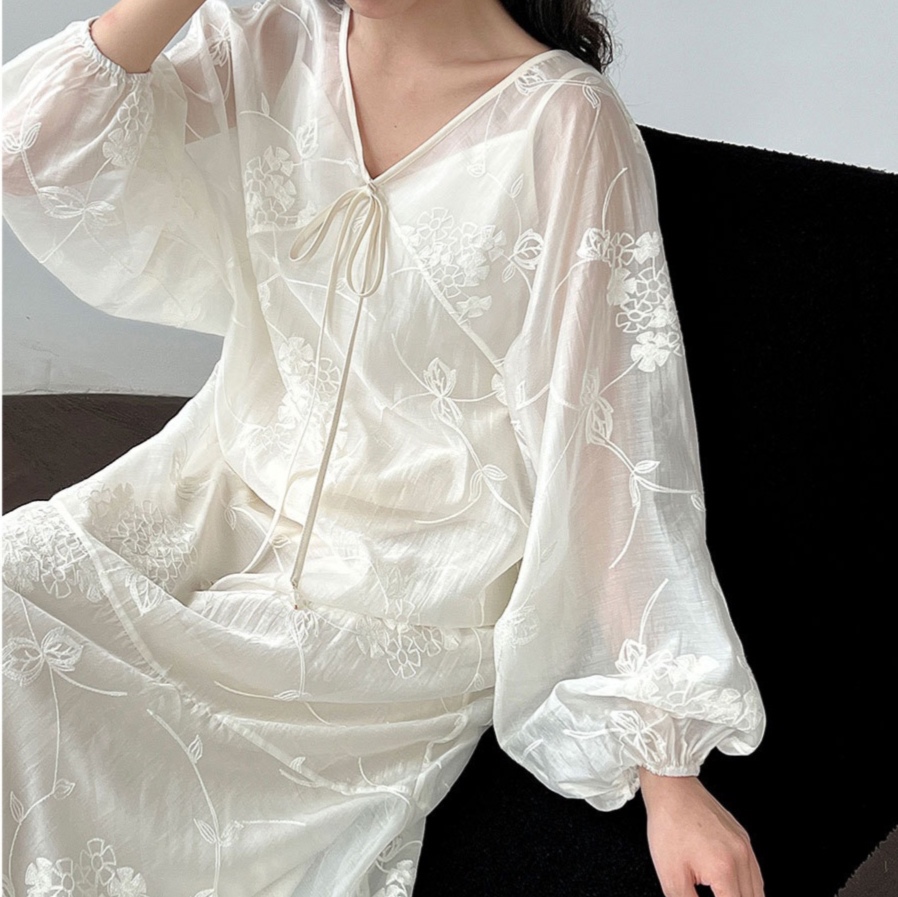 花柄ファッション ペチコート付き花刺繍ゆったりワンピース