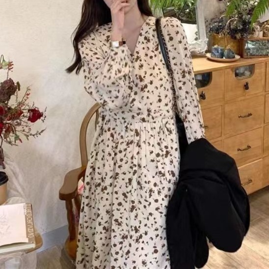 花柄ファッション 花柄シフォンロングワンピース