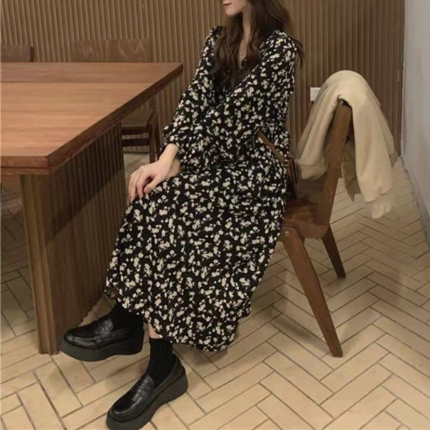 花柄ファッション 花柄シフォンロングワンピース