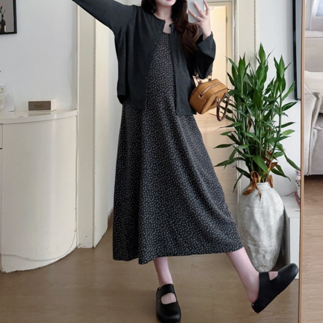 花柄ファッション 小花柄ドット柄キャミソールワンピース