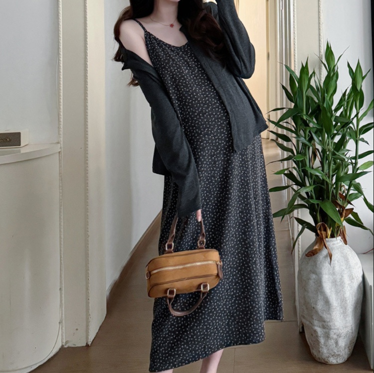 花柄ファッション 小花柄ドット柄キャミソールワンピース