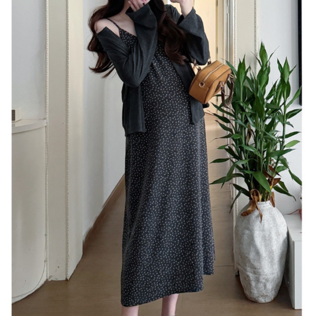 花柄ファッション 小花柄ドット柄キャミソールワンピース