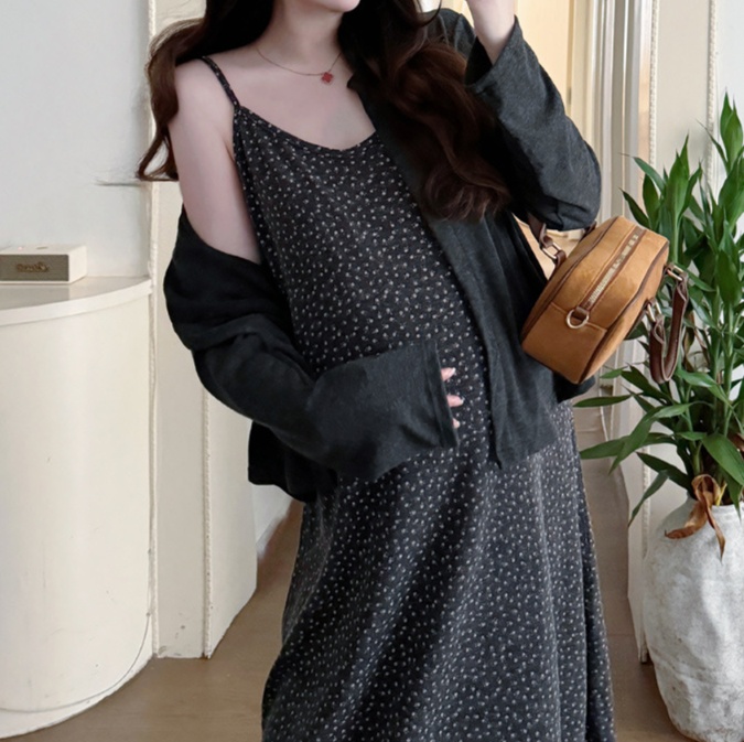 花柄ファッション 小花柄ドット柄キャミソールワンピース