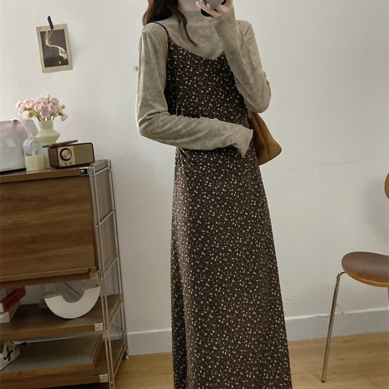 花柄ファッション 小花柄ロング丈キャミソールワンピース