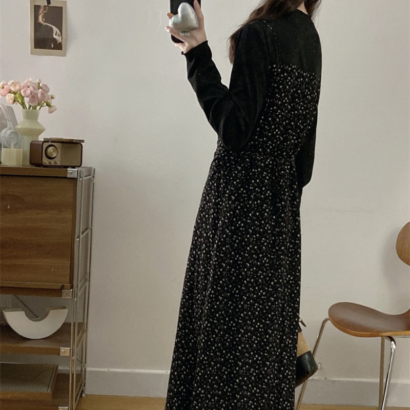 花柄ファッション 小花柄ロング丈キャミソールワンピース