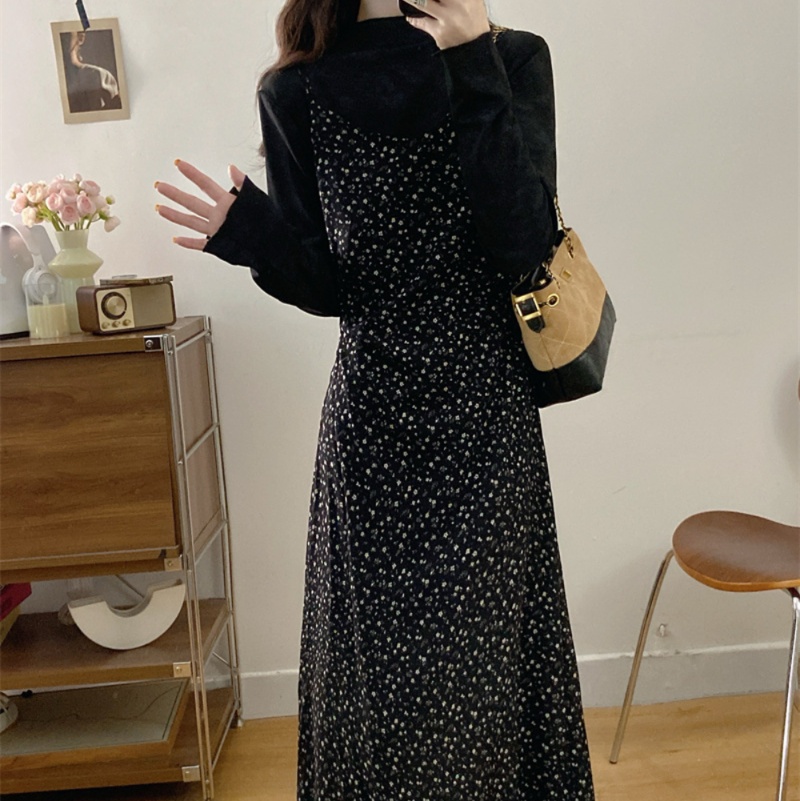 花柄ファッション 小花柄ロング丈キャミソールワンピース