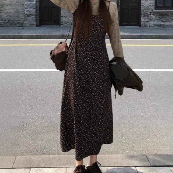 花柄ファッション 小花柄シフォンキャミワンピース