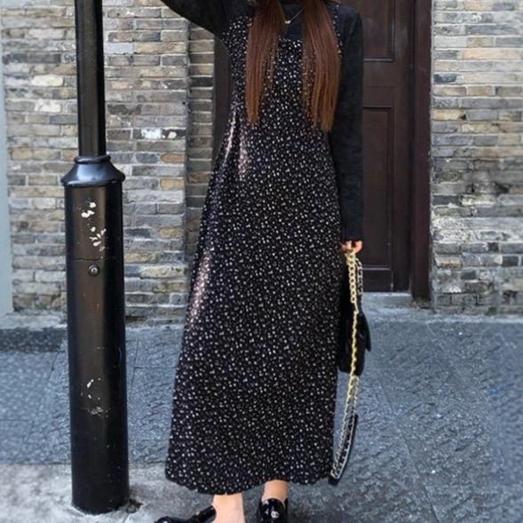 花柄ファッション 小花柄シフォンキャミワンピース