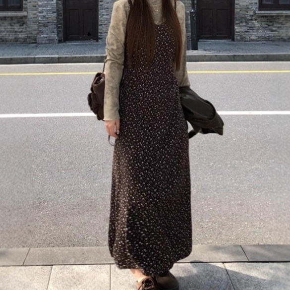 花柄ファッション 小花柄シフォンキャミワンピース