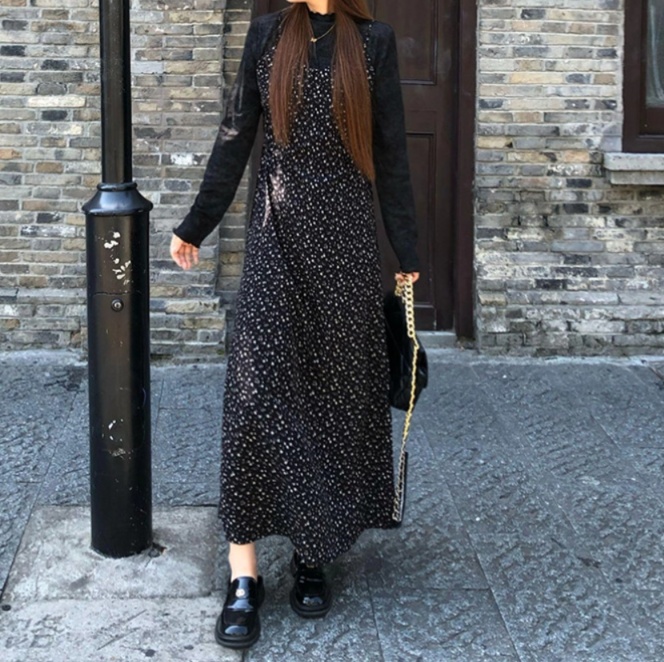 花柄ファッション 小花柄シフォンキャミワンピース