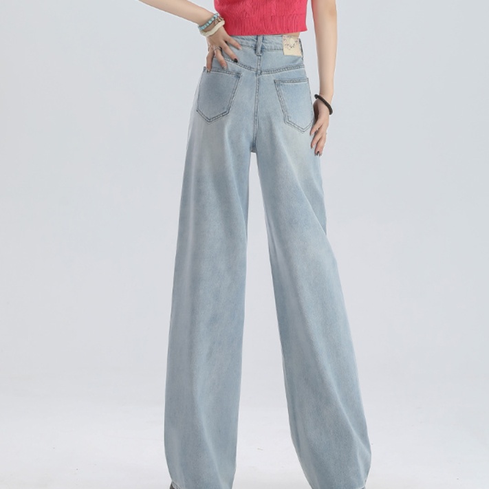 花柄ファッション 小花刺繍とドット柄の華やかワイドデニムパンツ