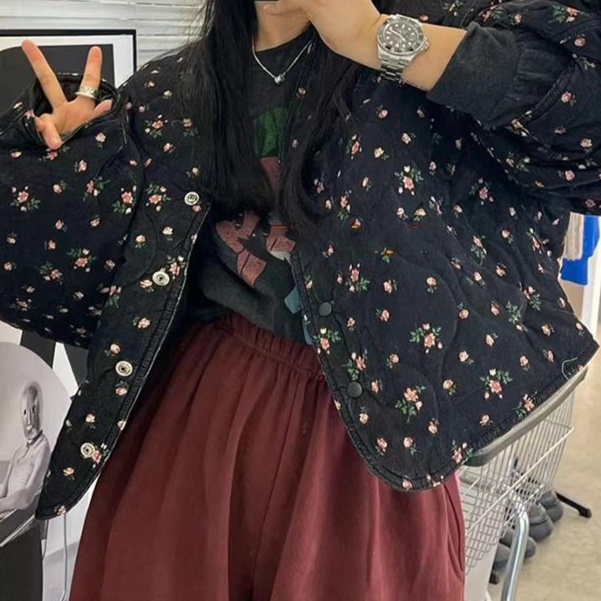 花柄ファッション 小花柄ショート丈カジュアルジャケット