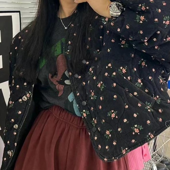 花柄ファッション 小花柄ショート丈カジュアルジャケット