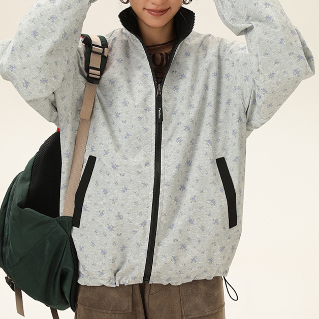 花柄ファッション 小花柄リバーシブルオーバーサイズジャケット