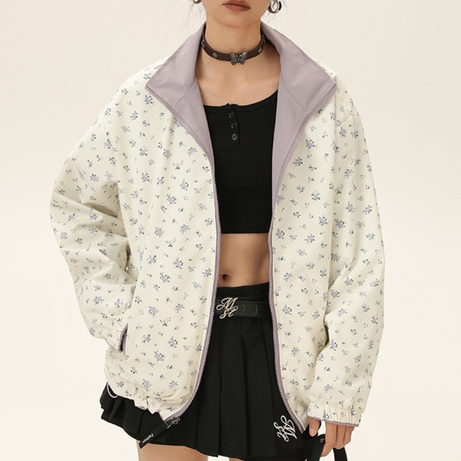 花柄ファッション 小花柄リバーシブルオーバーサイズジャケット
