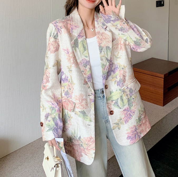 花柄ファッション 華やか花柄刺繍ダブルボタンジャケット