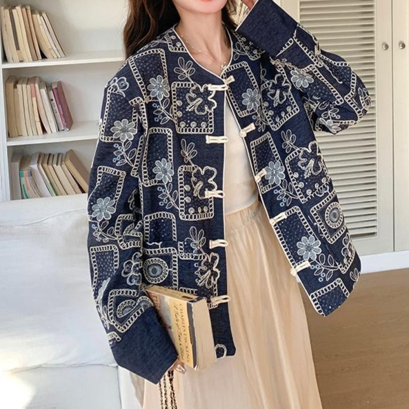 花柄ファッション チャイナ風フラワー刺繍デザインジャケット