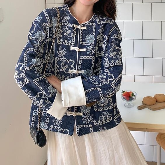 花柄ファッション チャイナ風フラワー刺繍デザインジャケット