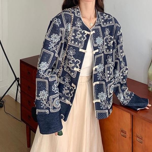 花柄ファッション チャイナ風フラワー刺繍デザインジャケット