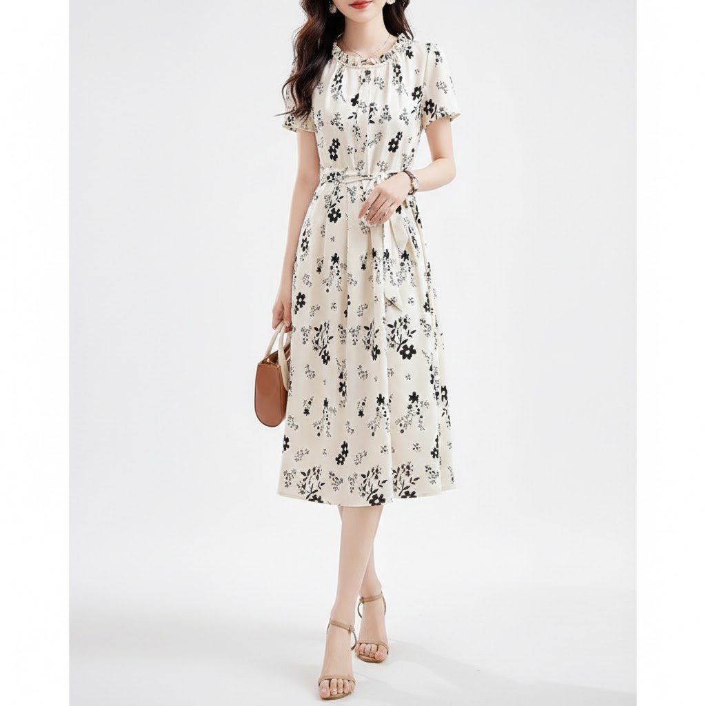 花柄ファッション 小花柄シャツワンピース