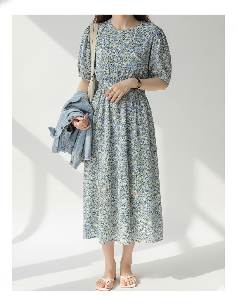 花柄ファッション 小花柄マキシワンピース