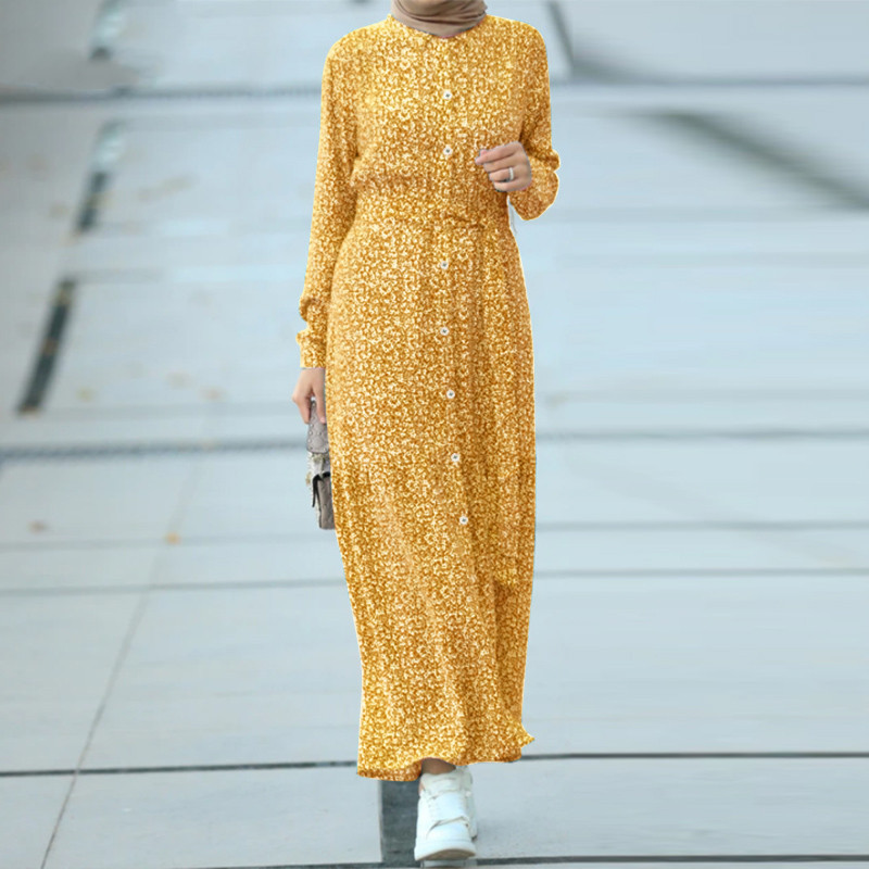 非表示(写真が日本人ではない)花柄ファッション 花模様の優美シフォンロングワンピース