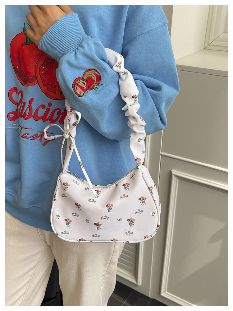 花柄ファッション 小花柄リボンハンドル布製ミニバッグ