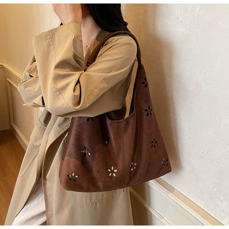 花柄ファッション フラワーカットワーク刺繍トートバッグ