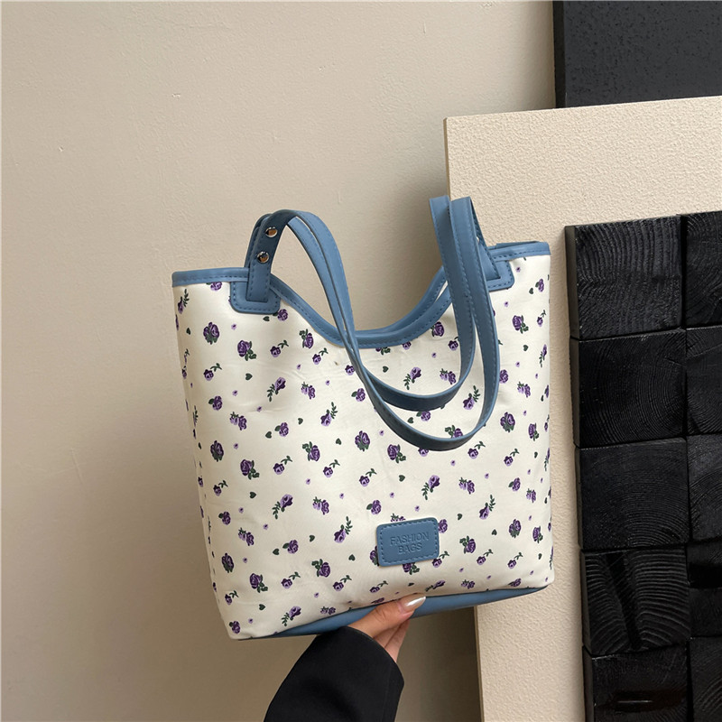 花柄ファッション 小花柄トートバッグ 大容量 肩掛け