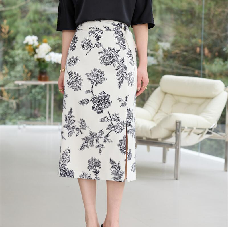 花柄ファッション エレガント花柄ミディ丈スカート