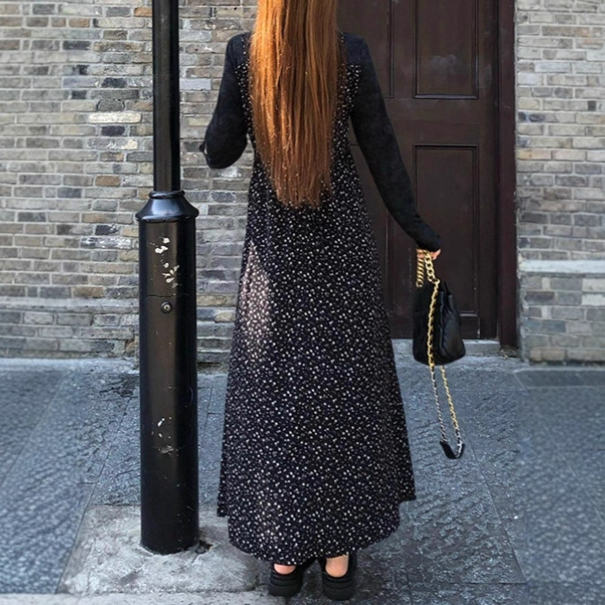 花柄ファッション 小花柄シフォンキャミワンピース