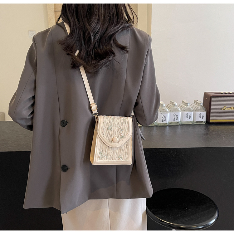 花柄ファッション 編み込みフラワー刺繍ミニショルダーバッグ