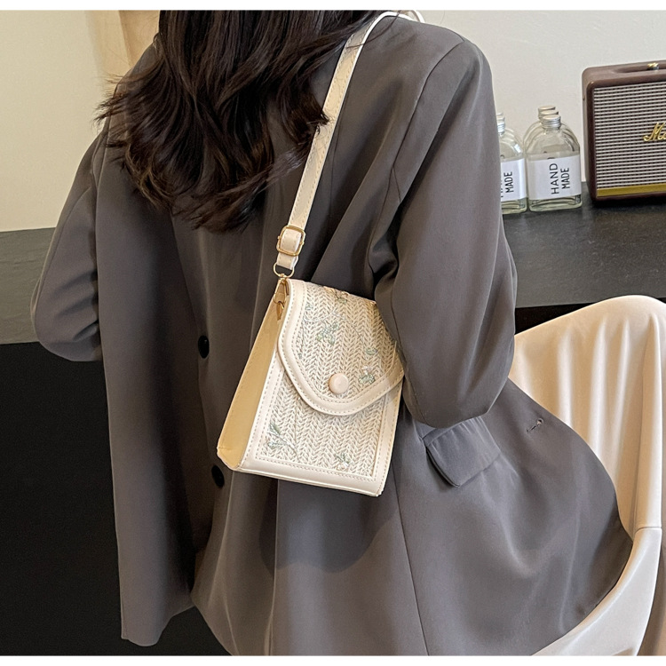 花柄ファッション 編み込みフラワー刺繍ミニショルダーバッグ