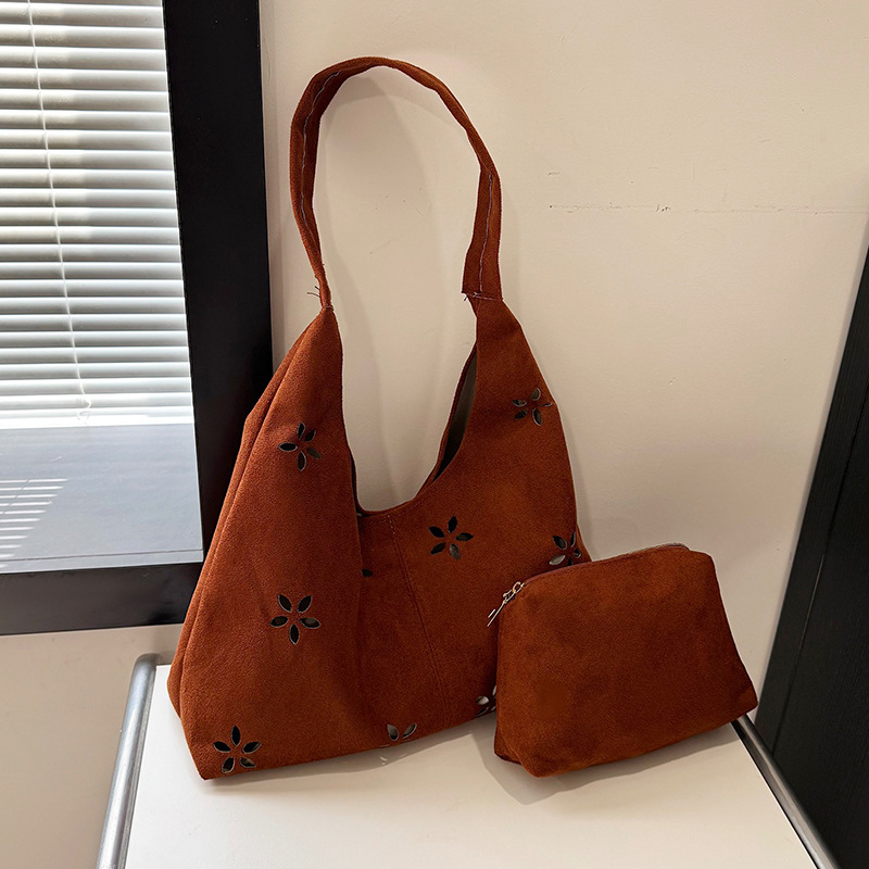 花柄ファッション 花の透かし彫り刺繍トートバッグ