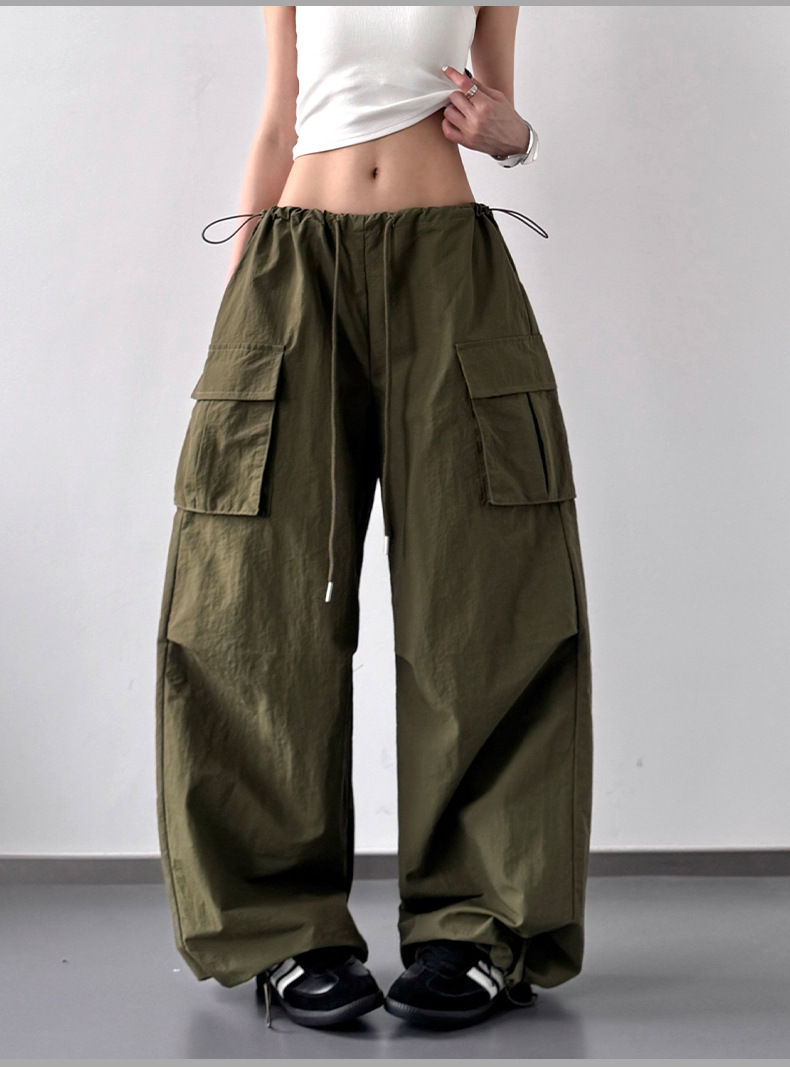 花柄ファッション 花刺繍ワイドカーゴパンツ