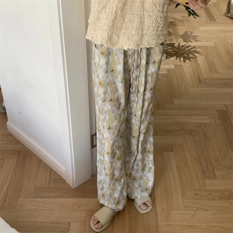 花柄ファッション 優雅な花園ワイドレギンス